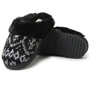Dearfoams Women's Allison Chenille Fairisle Scuff House Slipper  size 9-10